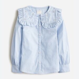 ❤️ CREWCUTS - Girls' embellished ruffle-collar shirt EUC